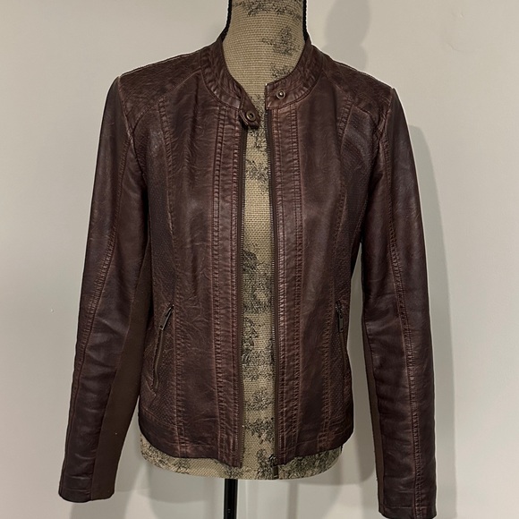 Maurices Jackets & Blazers - Maurices Brown faux Leather motoJacket Size Medium